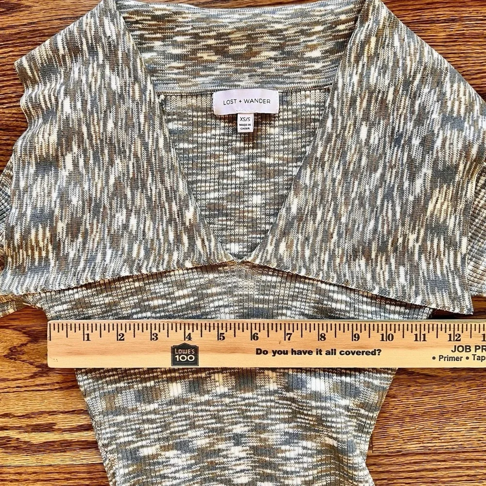 Lost + Wander Y2K Style Long Sleeve Fitted Knit Top Marled Design Sz XS/S  NWOT‎